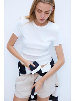 H&M - Women White Overlock-Detail T-Shirt
