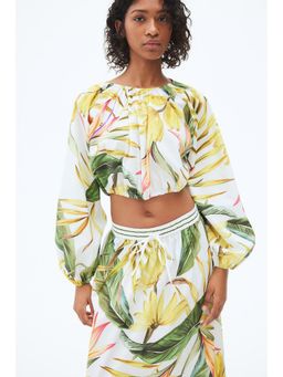 H&M - Women White Cropped Poplin Blouse