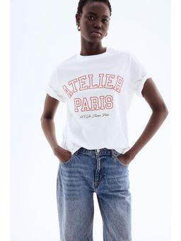 H&M - Women White Printed T-Shirt