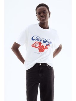 H&M - Women White Printed T-Shirt