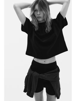 H&M - Women Black Boxy Interlock T-Shirt