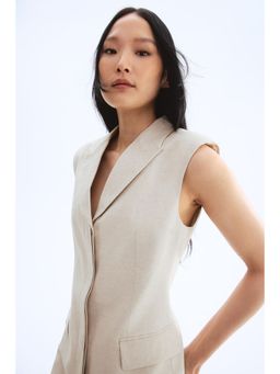 H&M - Women Beige Linen-Blend Blazer Dress