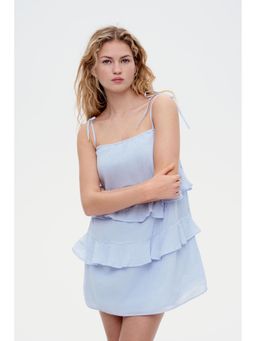 H&M - Women Blue Flounced Cotton Dress