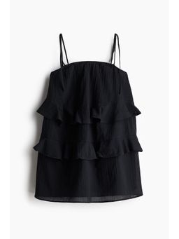 H&M - Women Black Flounced Cotton Dress