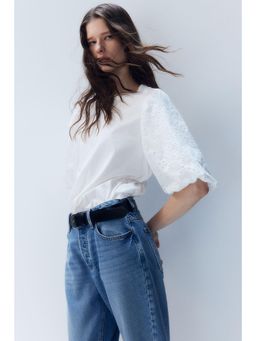 H&M - Women White Balloon-Sleeved Top