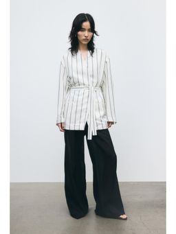 H&M - Women White Linen-Blend Blazer