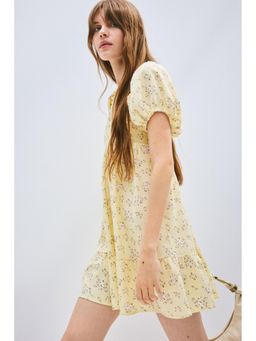 H&M - Women Yellow Puff-Sleeved Dress