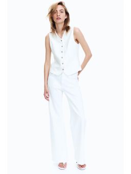 H&M - Women White Linen-Blend Suit Waistcoat