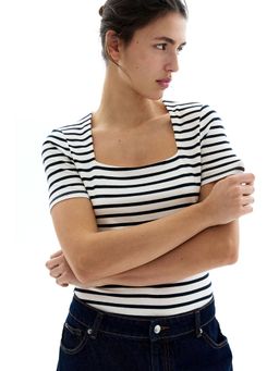 H&M - Women White Square-Neck Top