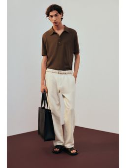 H&M - Men White Relaxed Fit Linen-Blend Trousers