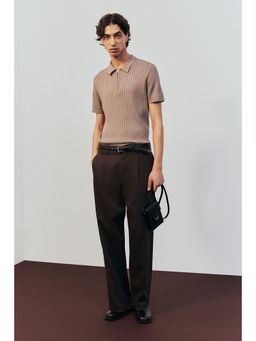 H&M - Men Brown Relaxed Fit Linen-Blend Trousers