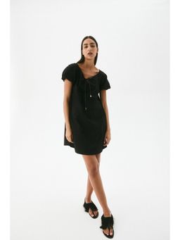 H&M - Women Black Drawstring-Neck Dress