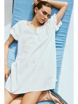 H&M - Women White Drawstring-Neck Dress