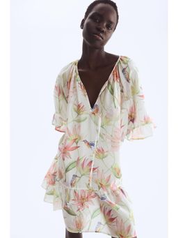 H&M - Women White Tie-Detail Tunic Dress