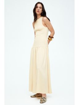 H&M - Women Yellow Smocked Jersey Dress