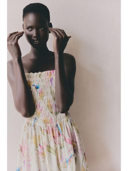 H&M - Women White Smocked-Bodice Strappy Dress