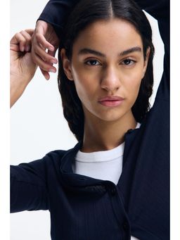 H&M - Women Blue Pointelle Jersey Cardigan