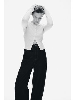 H&M - Women Grey Pointelle Jersey Cardigan