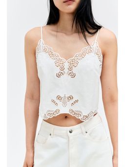 H&M - Women White Broderie Anglaise Strappy Top