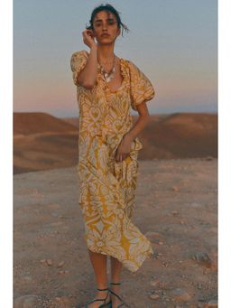 H&M - Women Yellow Drawstring-Detail Dress