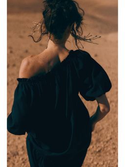 H&M - Women Black Drawstring-Detail Dress