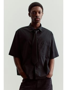 H&M - Men Black Oversized Fit Short-Sleeved Shirt