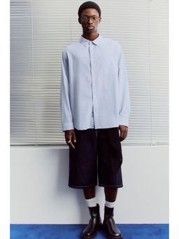 H&M - Men Blue Oversized Fit Seersucker Shirt