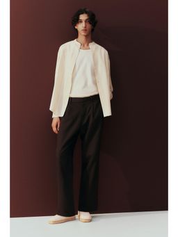 H&M - Men White Regular Fit Linen-Blend Grandad Shirt