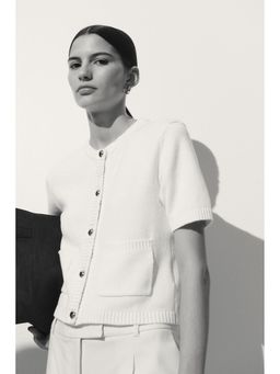 H&M - Women White Short-Sleeved Cardigan