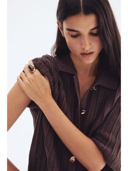 H&M - Women Brown Crochet-Look Cardigan