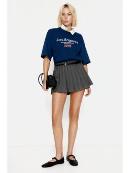 H&M - Women Blue Oversized Motif-Detail T-Shirt