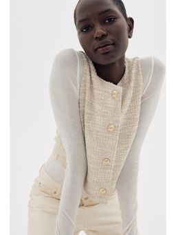 H&M - Women Beige Boucle Jersey Waistcoat