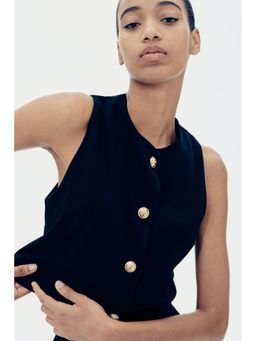 H&M - Women Black Boucle Jersey Waistcoat