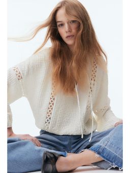 H&M - Women White Lace-In Crinkled Blouse