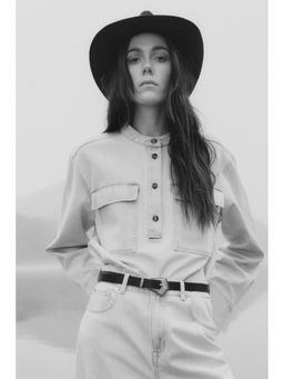 H&M - Women Blue Loose-Fit Denim Shirt