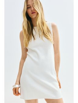 H&M - Women White Ribbed Jersey Dress