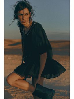 H&M - Women Black Tie-Detail Poplin Blouse