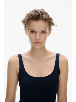 H&M - Women Blue Sleeveless Microfibre Dress