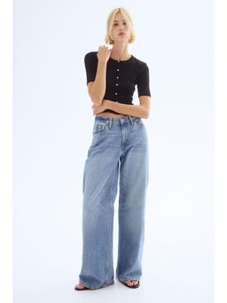 H&M - Women Black Ribbed Jersey Cardigan