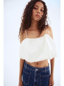 H&M - Women White Bubble-Hem Strappy Top
