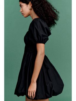 H&M - Women Black Bubble-Hem Cotton Dress