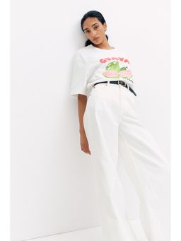 H&M - Women White Print-Motif T-Shirt