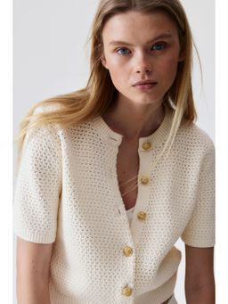 H&M - Women Beige Textu-Knit Cardigan