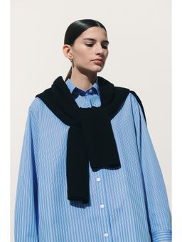 H&M - Women Blue Oversized Poplin Shirt