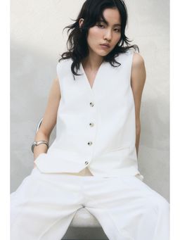 H&M - Women White Twill Waistcoat