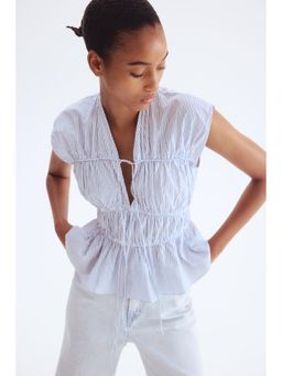 H&M - Women White Drawstring Poplin Blouse