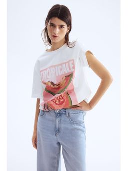 H&M - Women White Printed T-Shirt