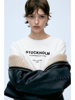 H&M - Women White Oversized Printed T-Shirt