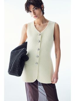 H&M - Women White Wool-Blend Knitted Waistcoat