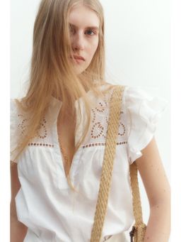 H&M - Women White Broderie Anglaise Blouse